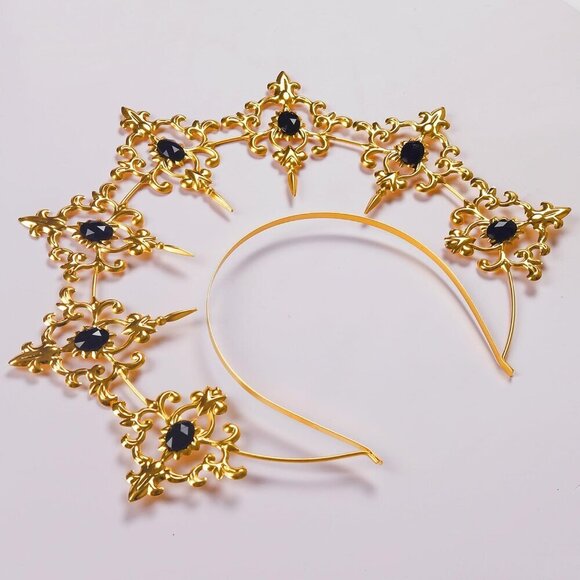 Gothic Halo Crown Baroque Headband Vintage Style for Women Special Events main image 4